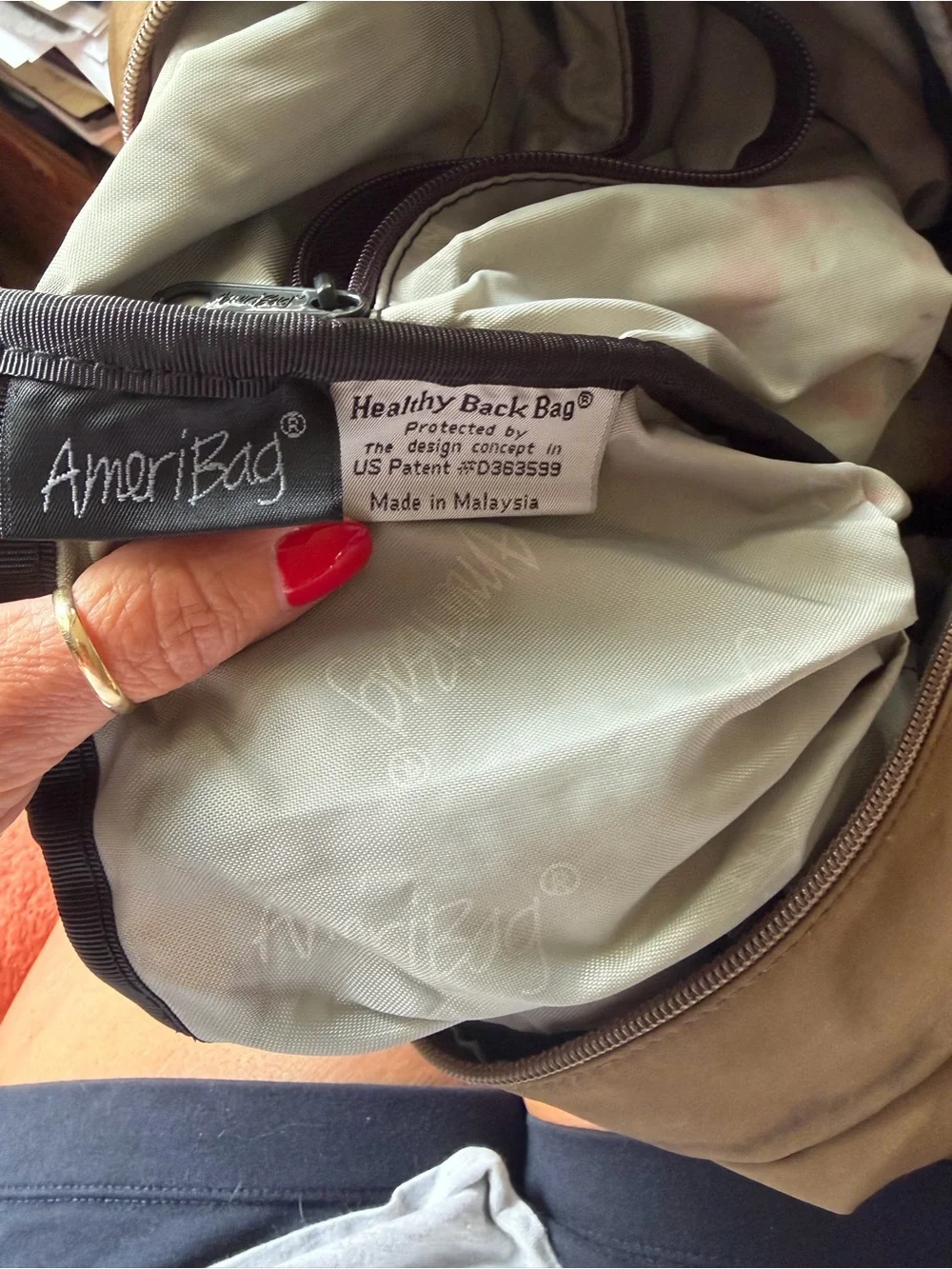 Ameribag Brown Sling Messenger with Front Zipper Pocket